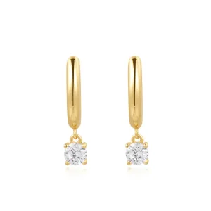 Ania Haie All Jmj & Branded Fashion Jewellery | Gold Drop CZ Solitaire Huggies Earrings