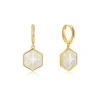 Ania Haie All Jmj & Branded Fashion Jewellery | Gold Plate Mother of Pearl Compass Emblem Hoops