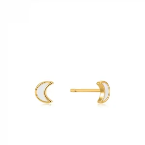 Ania Haie All Jmj & Branded Fashion Jewellery | Gold Plate Mother of Pearl Emblem Stud's