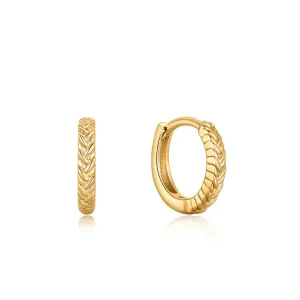Ania Haie All Jmj & Branded Fashion Jewellery | Gold Plate Petite Rope Huggie Hoop's