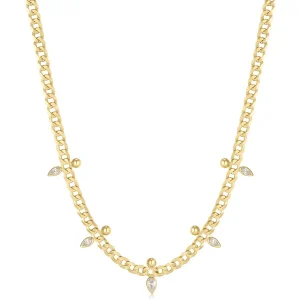 Ania Haie All Jmj & Branded Fashion Jewellery | Gold Plate Sparkle Point CZ Curb Necklace