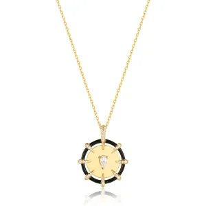 Ania Haie All Jmj & Branded Fashion Jewellery | Gold Plate Sparkle Point CZ Medallion Necklace