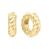 Ania Haie All Jmj & Branded Fashion Jewellery | Gold Plated Bold Texture Medium Huggie Hoop Earrings