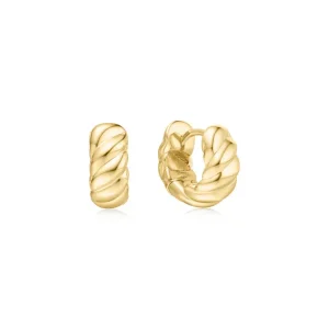 Ania Haie All Jmj & Branded Fashion Jewellery | Gold Plated Bold Texture Small Huggie Hoop Earrings