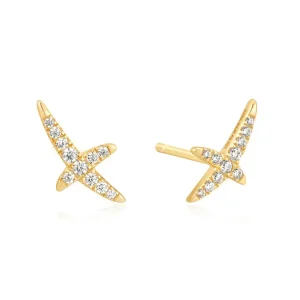 Ania Haie All Jmj & Branded Fashion Jewellery | Gold Plated Kiss CZ Pavé Stud Earrings