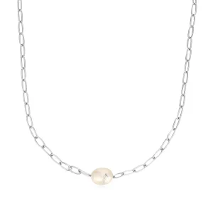 Ania Haie All Jmj & Branded Fashion Jewellery | Rhodium Plated Silver Sparkle Chunky Pearl Necklace