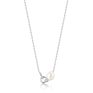 Ania Haie All Jmj & Branded Fashion Jewellery | Rhodium Plated Silver Link & Pearl Necklace