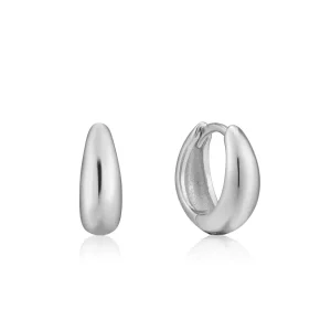 Ania Haie All Jmj & Branded Fashion Jewellery | Rhodium Plated Silver Luxe Huggie Hoop's