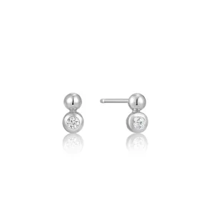 Ania Haie All Jmj & Branded Fashion Jewellery | Rhodium Plated Silver Sparkle Orb CZ Stud Earrings