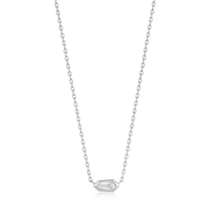 Ania Haie All Jmj & Branded Fashion Jewellery | Rhodium Plated Silver Sparkle Emblem Pendant Necklace