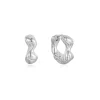Ania Haie All Jmj & Branded Fashion Jewellery | Rhodium Plated Silver Chunky Twisted Wave Hoop's