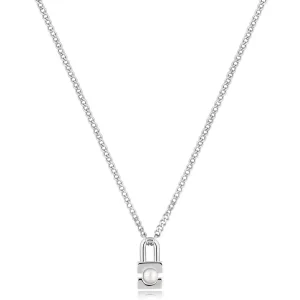 Ania Haie All Jmj & Branded Fashion Jewellery | Rhodium Plated Silver Padlock Pearl Necklace