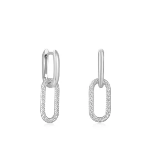 Ania Haie All Jmj & Branded Fashion Jewellery | Rhodium Plated Silver Rope Oval Drop Hoop's
