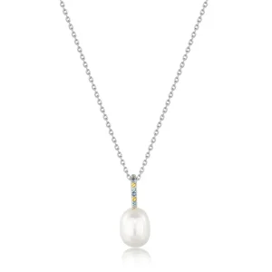 Ania Haie All Jmj & Branded Fashion Jewellery | Rhodium Plated Silver Coloured Gem & Pearl Drop Necklace