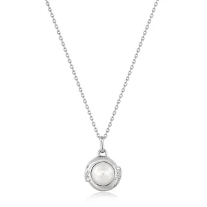 Ania Haie All Jmj & Branded Fashion Jewellery | Rhodium Plated Silver Pearl & CZ Sphere Necklace