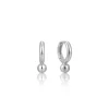 Ania Haie All Jmj & Branded Fashion Jewellery | Rhodium Plated Silver Orb Drop Hoop's