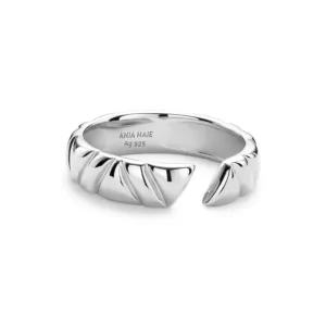 Ania Haie All Jmj & Branded Fashion Jewellery | Rhodium Plated Sterling Silver Irregular Twill Adjustable Ring