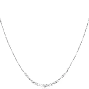Ania Haie All Jmj & Branded Fashion Jewellery | Rhodium Plated Silver CZ Pavé Arc Necklace