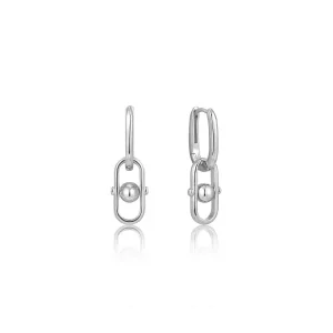 Ania Haie All Jmj & Branded Fashion Jewellery | Rhodium Plated Silver Orb Link Drop Hoop's