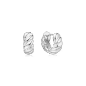 Ania Haie All Jmj & Branded Fashion Jewellery | Silver Bold Texture Small Huggie Hoop Earrings