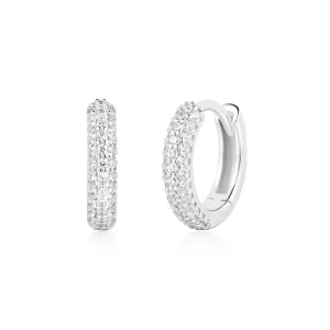 Ania Haie All Jmj & Branded Fashion Jewellery | Silver CZ Pavé Huggie Hoops