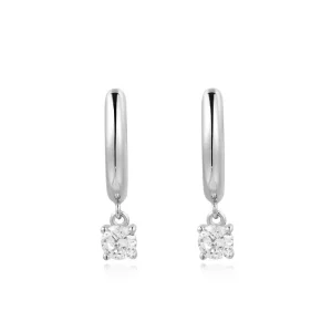 Ania Haie All Jmj & Branded Fashion Jewellery | Silver Drop CZ Solitaire Huggies