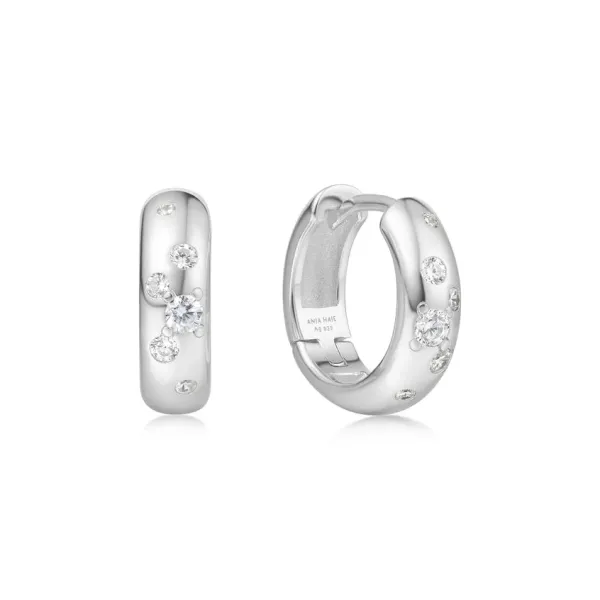 ania_haie_silver_small_sp_0.webp Ania Haie All Jmj & Branded Fashion Jewellery | Silver Small Sparkling CZ Huggie Hoop Earrings