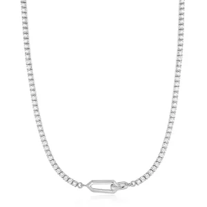 Ania Haie All Jmj & Branded Fashion Jewellery | Sterling Silver Sparkle Line CZ Interlocked Necklace