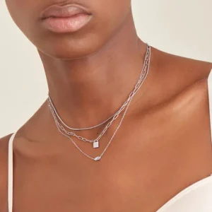 Ania Haie All Jmj & Branded Fashion Jewellery | Sterling Silver Chunky Padlock CZ Necklace