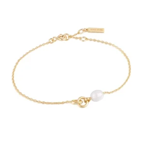 Ania Haie All Jmj & Branded Fashion Jewellery | Yellow Gold Plated Pearl Link Bracelet