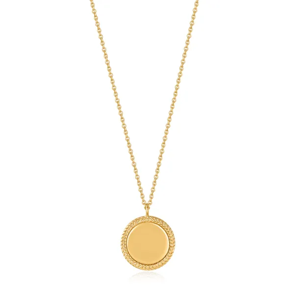 Ania Haie All Jmj & Branded Fashion Jewellery | Yellow Gold Plate Rope Disc Pendant Necklace