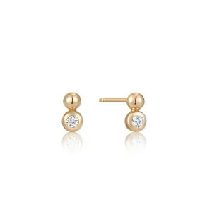 Ania Haie All Jmj & Branded Fashion Jewellery | Yellow Gold Plated Gold Orb CZ Stud Earring