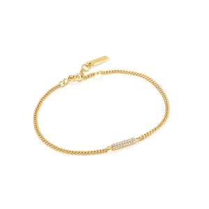 Ania Haie All Jmj & Branded Fashion Jewellery | Yellow Gold Plated Glam Bar CZ Bracelet
