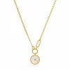 Ania Haie All Jmj & Branded Fashion Jewellery | Yellow Gold Plate Eclipse Mother of Pearl & CZ Pendant Necklace