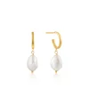Ania Haie All Jmj & Branded Fashion Jewellery | Yellow Gold Plate Drop Mini Pearl Huggie Stud Hoop's