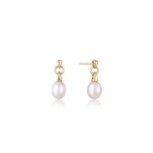 Ania Haie All Jmj & Branded Fashion Jewellery | Yellow Gold Plate Drop Pearl Stud Earrings