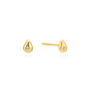 Ania Haie All Jmj & Branded Fashion Jewellery | Yellow Gold Plate Pebble Sparkle Stud Earrings