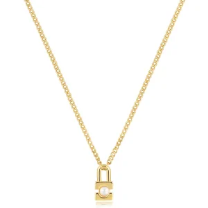 Ania Haie All Jmj & Branded Fashion Jewellery | Jmj Gemstone Jewellery | Yellow Gold Plate Pearl Padlock Necklace