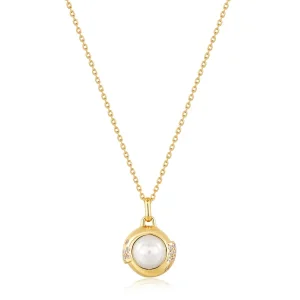 Ania Haie All Jmj & Branded Fashion Jewellery | Yellow Gold Plated Pearl & CZ Sphere Necklace