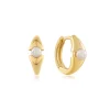 Ania Haie All Jmj & Branded Fashion Jewellery | Yellow Gold Plated Geometric Huggie Pearl Earring's