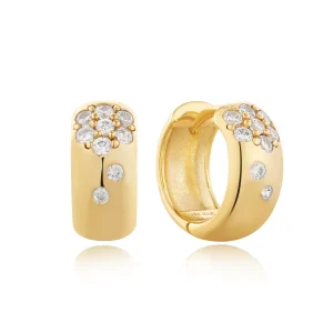 Ania Haie All Jmj & Branded Fashion Jewellery | Yellow Gold Plated Chunky Sparkle CZ Hoop's
