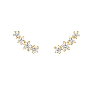 Ania Haie All Jmj & Branded Fashion Jewellery | Yellow Gold Plate Round CZ Sparkle Climber Studs