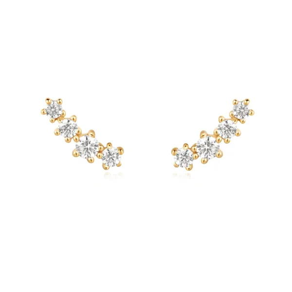 ania_haie_yellow_gold_pla_0-84.webp Ania Haie All Jmj & Branded Fashion Jewellery | Yellow Gold Plate Round CZ Sparkle Climber Studs