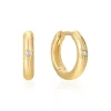 Ania Haie All Jmj & Branded Fashion Jewellery | Yellow Gold Plated CZ Star Huggie Hoop Earrings