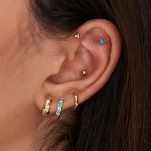 Ania Haie All Jmj & Branded Fashion Jewellery | Yellow Gold Plate Triple Ball Barbell Single Earring