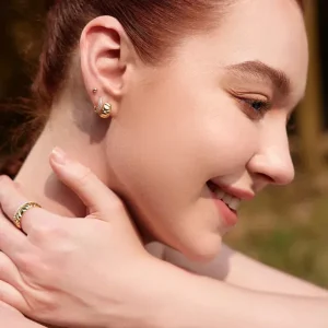 Ania Haie All Jmj & Branded Fashion Jewellery | Yellow Gold Plate CZ Pavé Huggie Hoops