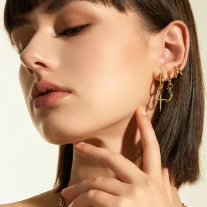 Ania Haie All Jmj & Branded Fashion Jewellery | Yellow Gold Plated CZ Star Huggie Hoop Earrings