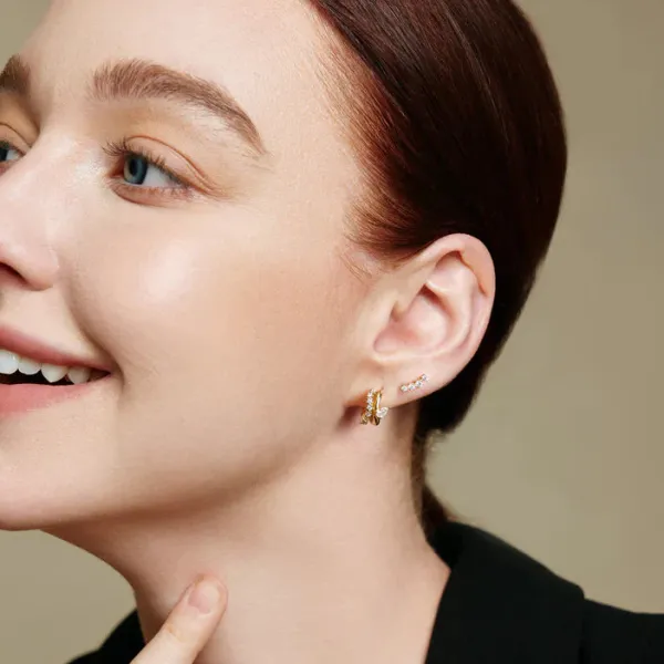 ania_haie_yellow_gold_pla_1.webp Ania Haie All Jmj & Branded Fashion Jewellery | Yellow Gold Plate Round CZ Sparkle Climber Studs