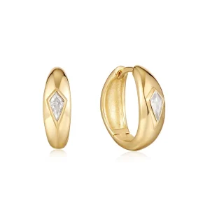 Jack Murphy Jewellers All Jmj & Branded Fashion Jewellery | Ania Haie Yellow Gold Sparkle Dome Drop CZ Hoop's