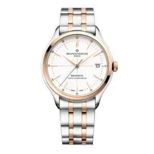 Baume & Mercier Mens Baume Et Mercier Watches | 40mm Auto Clifton Duo Rose Gold and Steel Link Watch